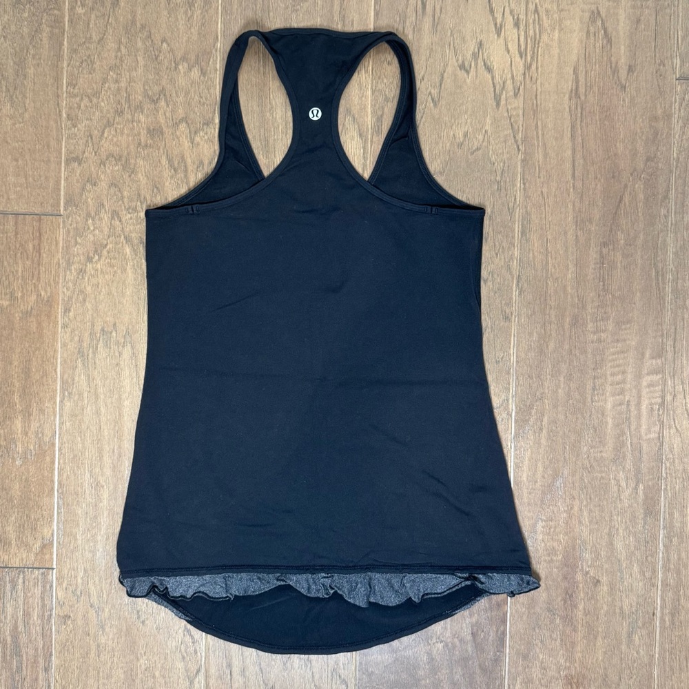 Lululemon Black Racerback Tank Top with Back Hem Ruffle